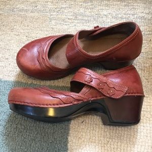 Dansko red flower Velcro Mary Jane